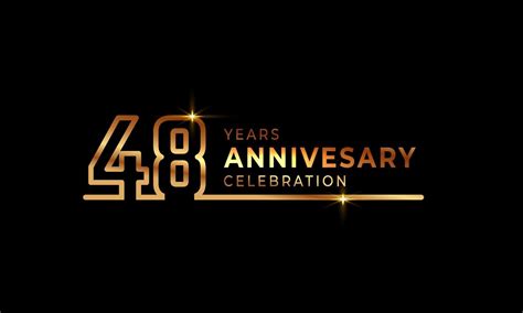 48 Year Anniversary Celebration Logotype With Golden Colored Font