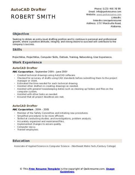 Autocad Drafter Resume
