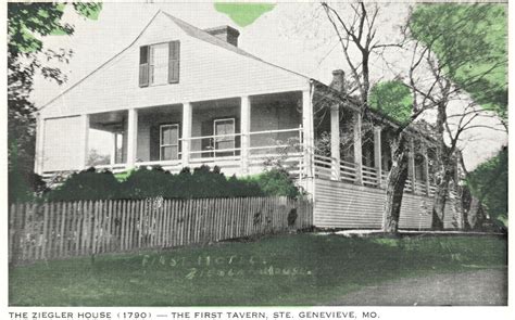 Vintage Postcard 1920s The Ziegler House First Tavern Ste Genevieve