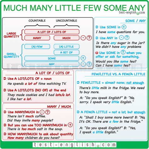 Much Many Little Few Some Any Quantifiers Test English