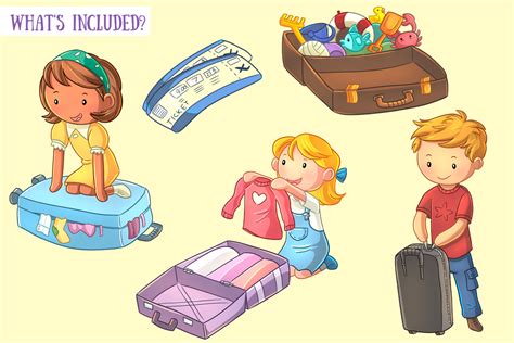 Kids Packing Clip Art Collection By Keepin It Kawaii Thehungryjpeg