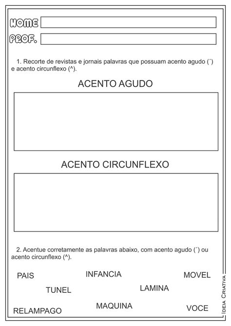 Atividades Educativas Lingua Portuguesa Gramatica Acentuacao Acento