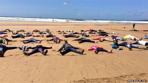 People Attempt Sand Angels World Record In Pembrokeshire Bbc News