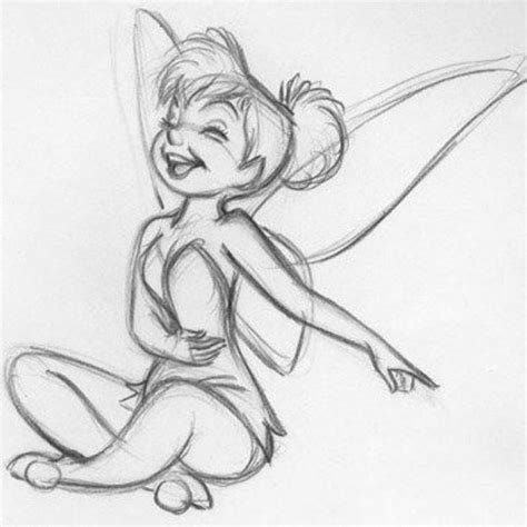 Tinkerbell Sitting And Laughing What To Draw When Bored Black And White
