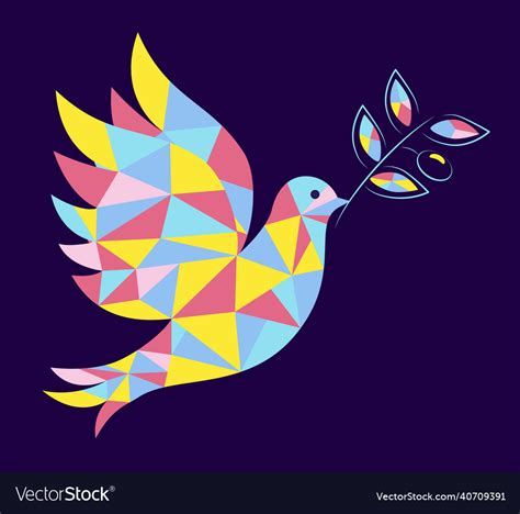 Christmas Dove Pigeone In Festive Colors Merry Vector Image