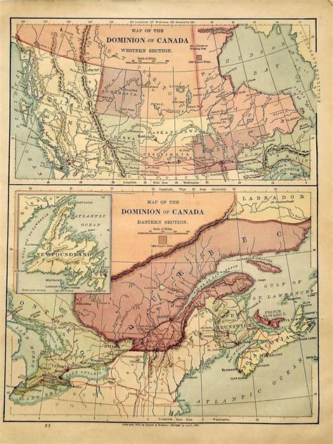 Antique 1890 Map Of Canada Map Wall Art Office Decor Etsy