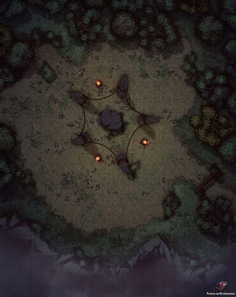 Forest Ritual Site D D Map For Roll And Tabletop Dice Grimorium