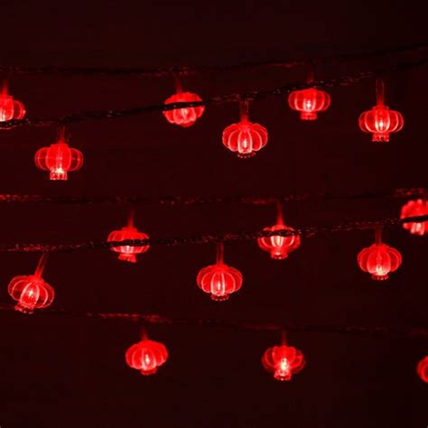 20 Leds Round Red Lanterns String Lights Usb Fairy String Lights