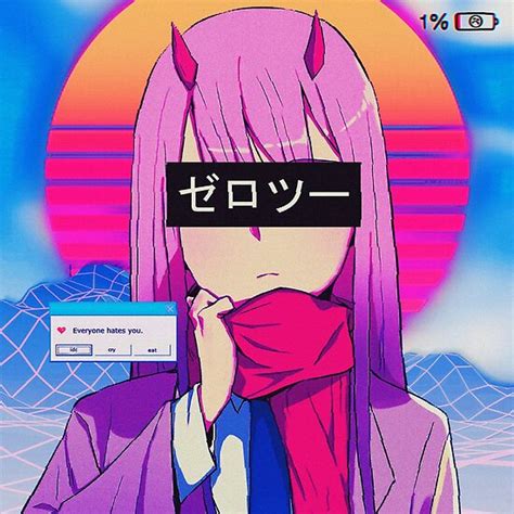 Sadboys Zero Two Vaporwave Aesthetic．png Poster By Waifu Dope Redbubble