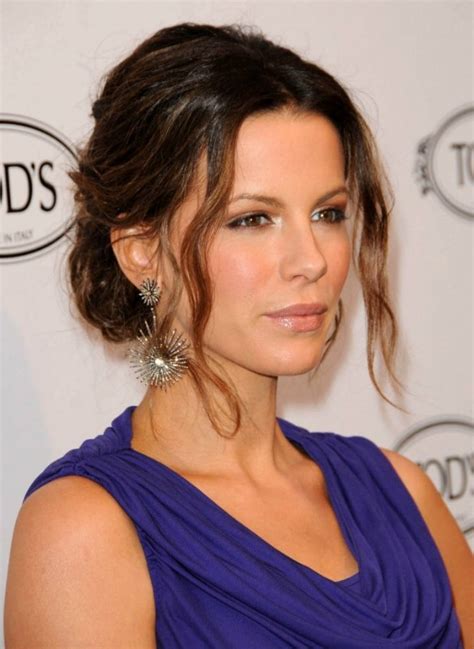 Kate Beckinsale With Her Hair Pulled Into A Simple Updo With A Laid