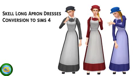 Skell Long Apron Dresses Conversion To Sims 4 ~ Cepzid Sims