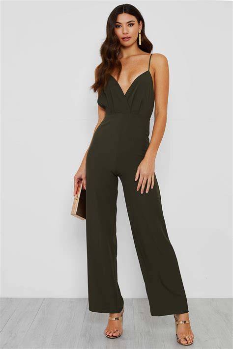 Walg Lydia Backless Wide Leg Jumpsuit With V Neck Walg Jumpsuits