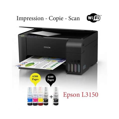 Epson l3150 is a multifunctional tool that works as both a printer and a scanner. Epson Imprimante Multifonction 3 en 1 Epson EcoTank L3150 ...