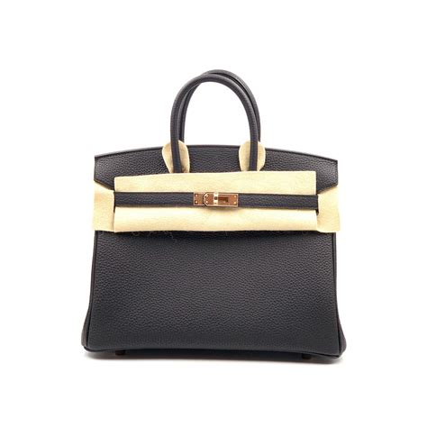 Guaranteed authentic hermes birkin 25 chevre uber rare, crazy fabulous, metallic silver. Hermes Birkin 25 Noir (Black) Togo Rose Gold Hardware ...