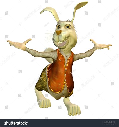 3d Rendering Of A White Rabbit As An Illustration In Welcome Pose