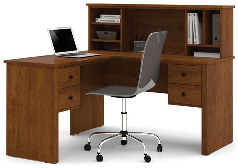 Somerville Tuscany Brown L Shaped Desk With Hutch From Bestar 45850 63