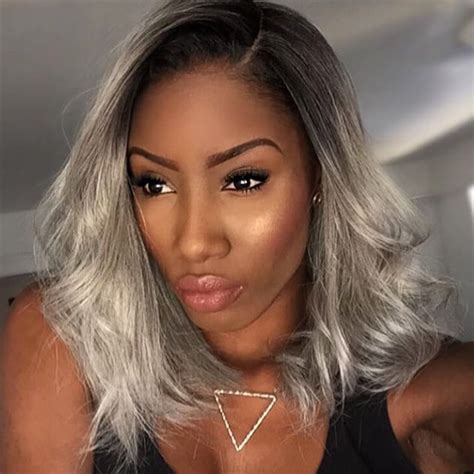 Bob hairstyles for black women can astonishingly frame your face. messy dark to silver ombre bob hairstyle for black women ...