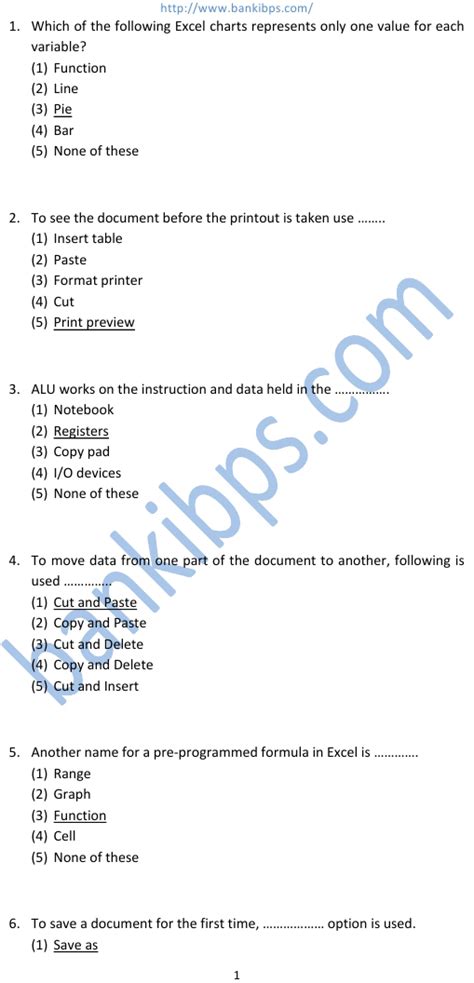 Computer Ms Office Objective Questions And Answers In Hindi Computer