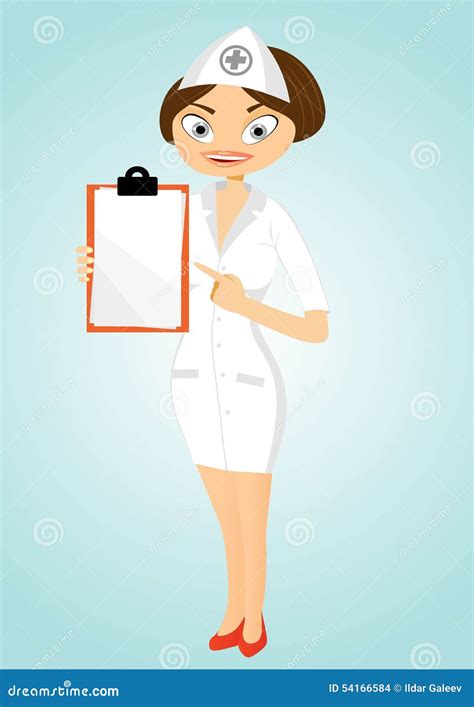 Beautiful Confident Nurse With Clipboard Stock Vector Illustration Of