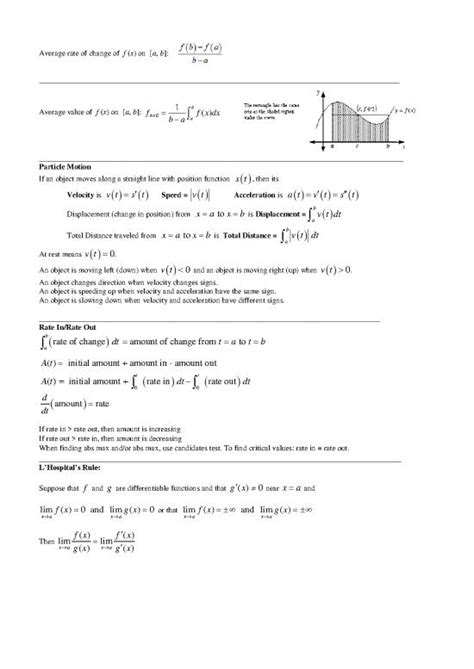 Calculus Pdf 168680 Ap Cal Bc Formula Sheet