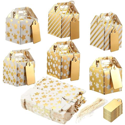 36 Pack Small Paper Treat Boxes Metallic Gold Party Supplies 2 X 2 X
