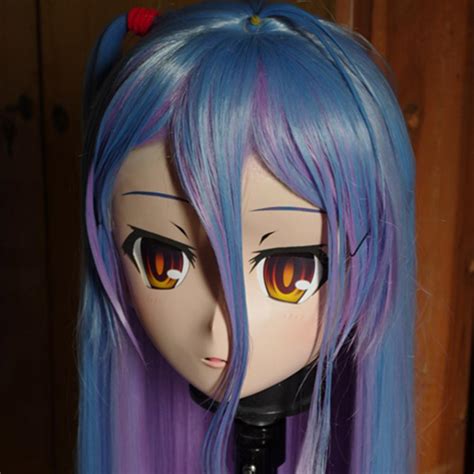 C2 014 Handmade Female Letax Full Face Kig Mask With Purpleblue Hair Cosplay Kigurumi