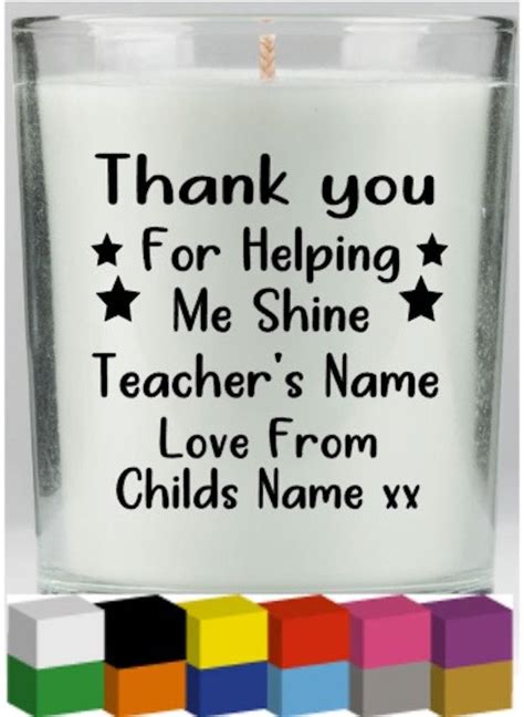 Thank You For Helping Me Shine Personalised Vinyl For Candle Etsy Uk
