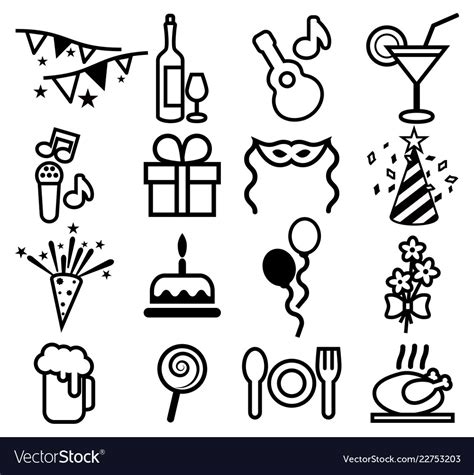 Party Icon Set Royalty Free Vector Image Vectorstock