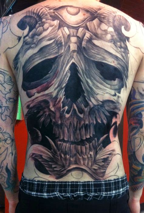 Tattoos And Art By David Ekstrom Full Back Tattoo Of Skull