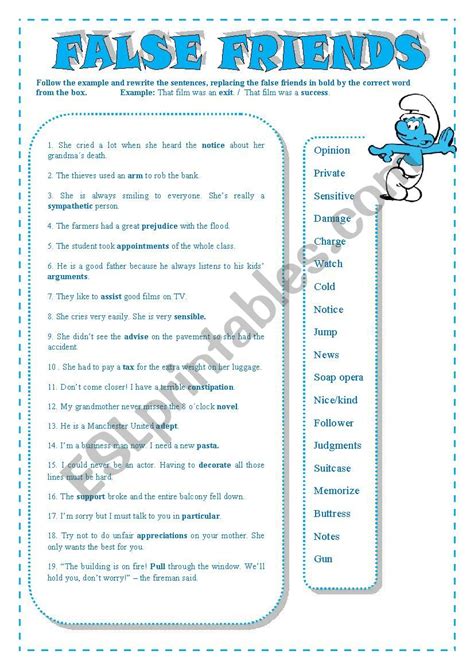 False Friends Two Pages With Key Esl Worksheet By Carla74