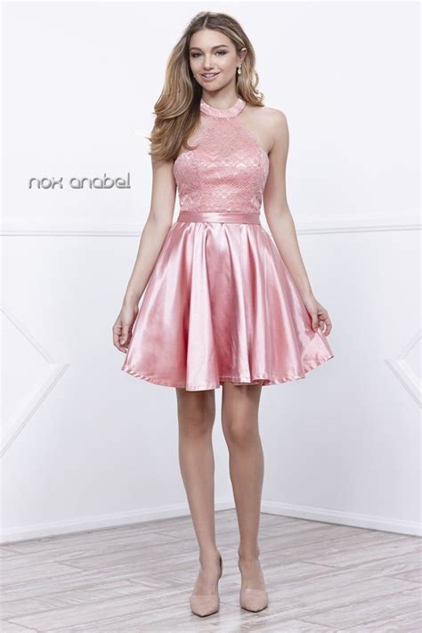 Laced Bodice Halter Neck Flared Hemline Satin Skirt 6217 By Narianna In