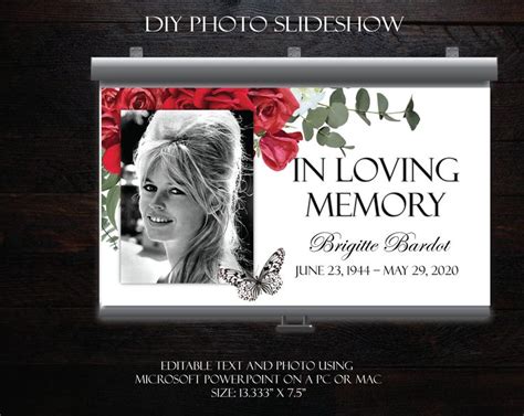 A Memorial Card With A Photo And Flowers