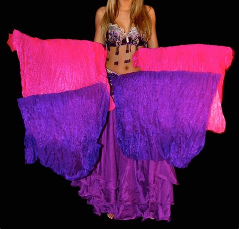 Belly Dance Veil Fan Stage Performance Real Silk Dance Fans Rose Purple In Belly Dancing From