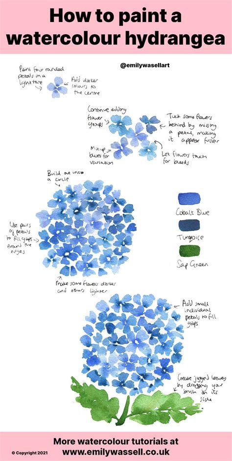 Watercolor Hydrangea Hydrangea Painting Watercolor Flowers Tutorial