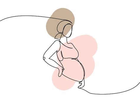 Premium Vector Pregnant Woman One Line Art With Colorful Elements