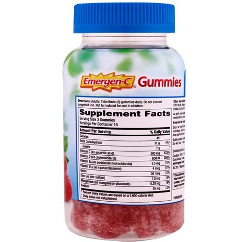 Emergen C Immune Plus With Vitamin D Gummies Raspberry 45 Gummies