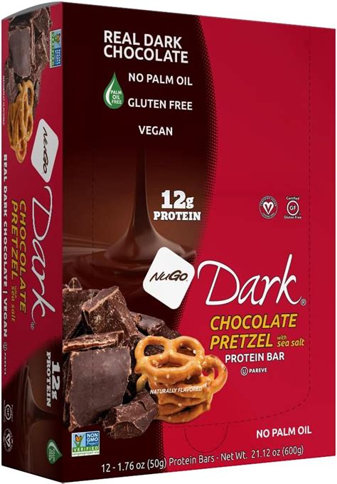 Amazon NuGo Dark Chocolate Pretzel 12g Vegan Protein 200