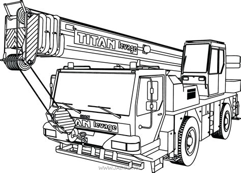 Crane truck in colorings pages. Tổng hợp tranh tô màu máy xúc, xe cần cẩu cho bé trai - Jadiny