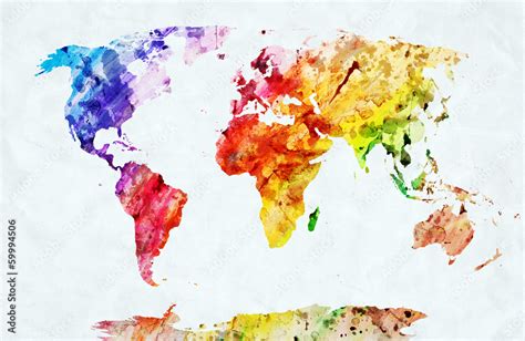 Watercolor World Map Stock Foto Adobe Stock