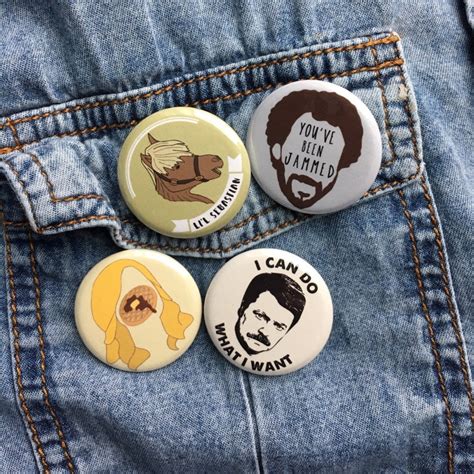 Leslie Knope Pins Parks And Rec Pins Ron Swanson 4 Pack Etsy