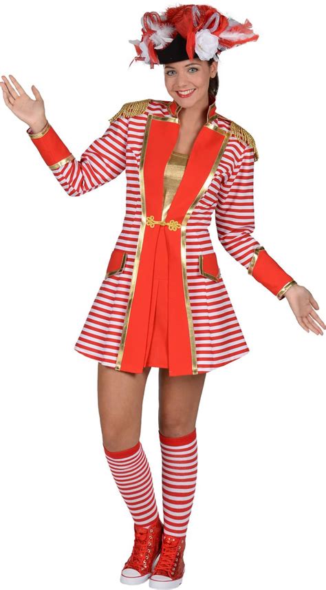 Mantel Streifen Rotweiß Kostüme Karneval Faschingskostüm Damen