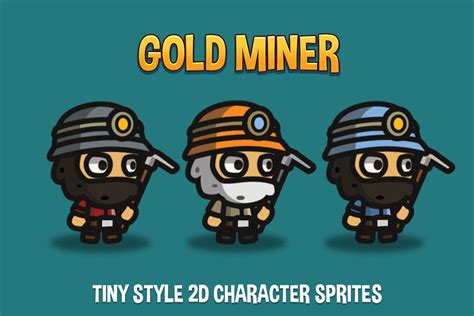Gold Miner Tiny Style 2d Character Sprites 2d