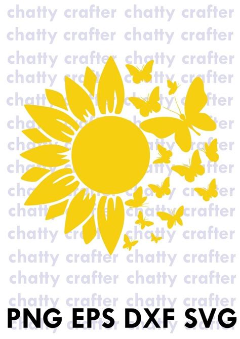 Sunflower Butterflies - Digital Files - SVG PNG EPS DXF | Sunflower