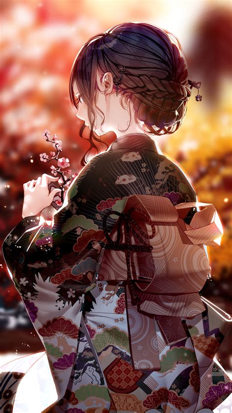 720x1280 Kimono Dress Anime Girl 4k Moto Gx Xperia Z1z3 Compact