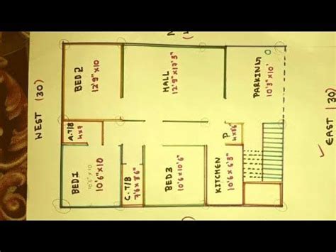 20x30 house plan with interior & elevation /car parking subscribe my 2nd channel. 3bhk 30 × 40 East face house plan map naksha - YouTube ...