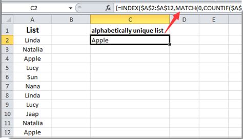 Linking is great, until you no longer need it. How to create a unique alphabetically sorted list from a ...