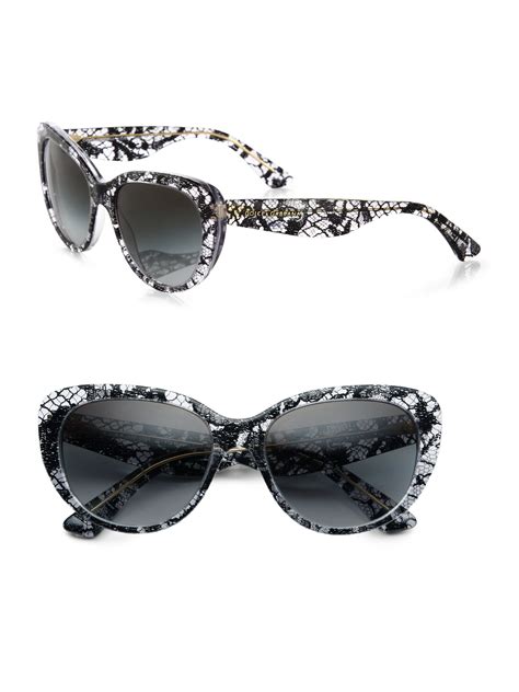 Lyst Dolce And Gabbana Floral Lace Round Framed Sunglasses In Black