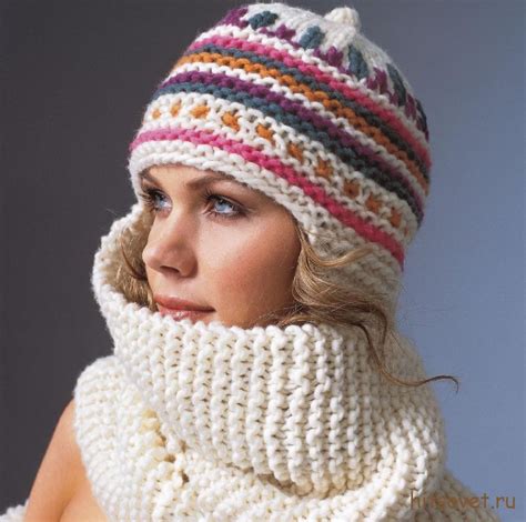 Вязаная шапка-шарф (Вязание спицами) — Журнал Вдохновение Рукодельницы