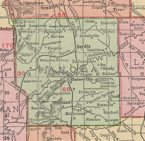 Panola County Mississippi 1911 Map Rand Mcnally Batesville Sardis
