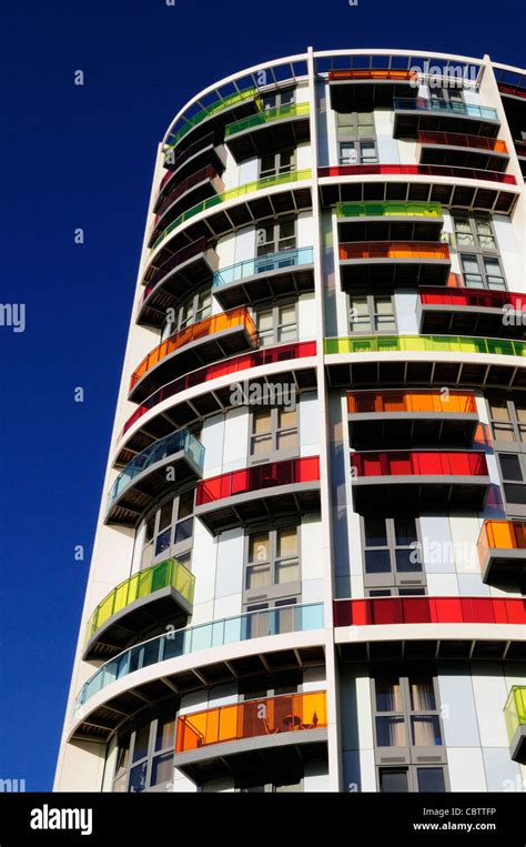 Colourful Apartment Block Stratford London England Uk Stock Photo